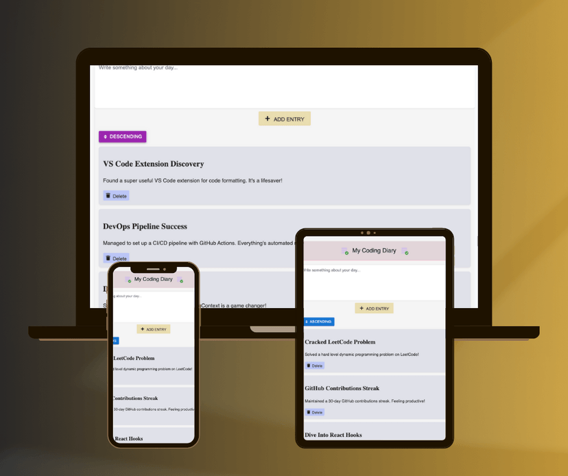 Screenshot of project titled My Code Diary