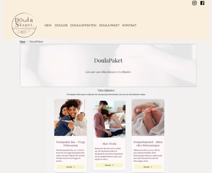 Screenshot of project titled DoulaSkapet Company Web Page