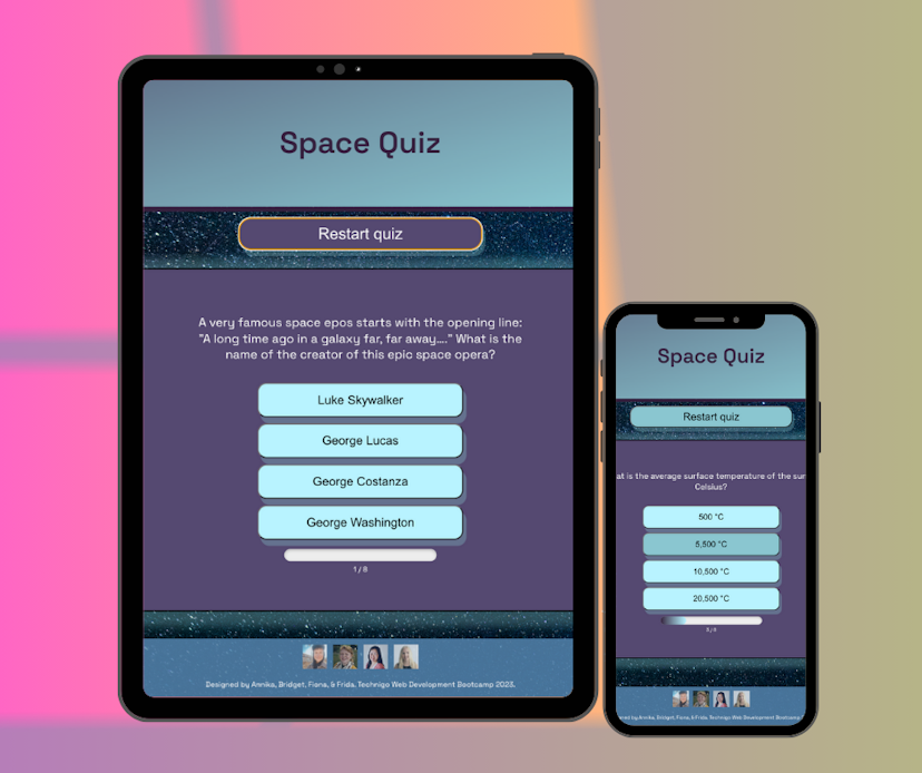 Screenshot of project titled Space-Quiz Project