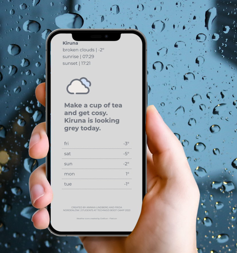 Screenshot of project titled Weather app