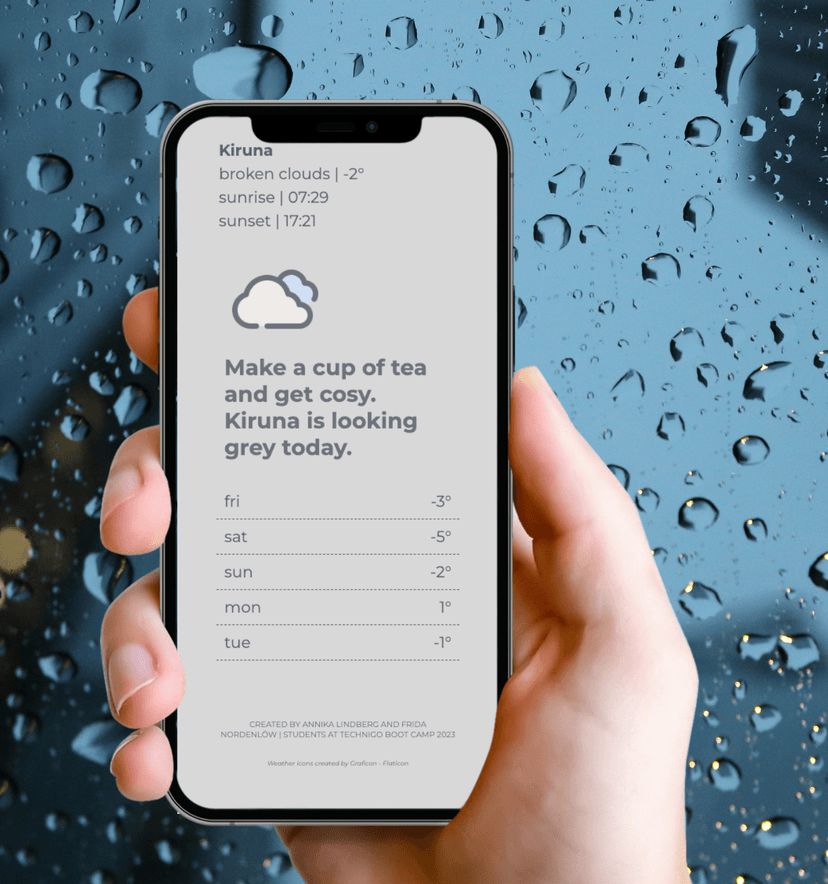 Screenshot of project titled Weather app